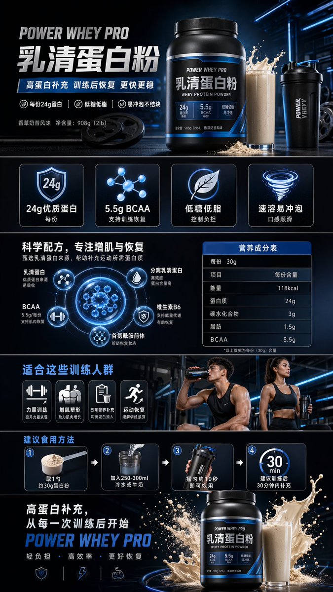健身蛋白粉电商详情页 - AI生成效果图