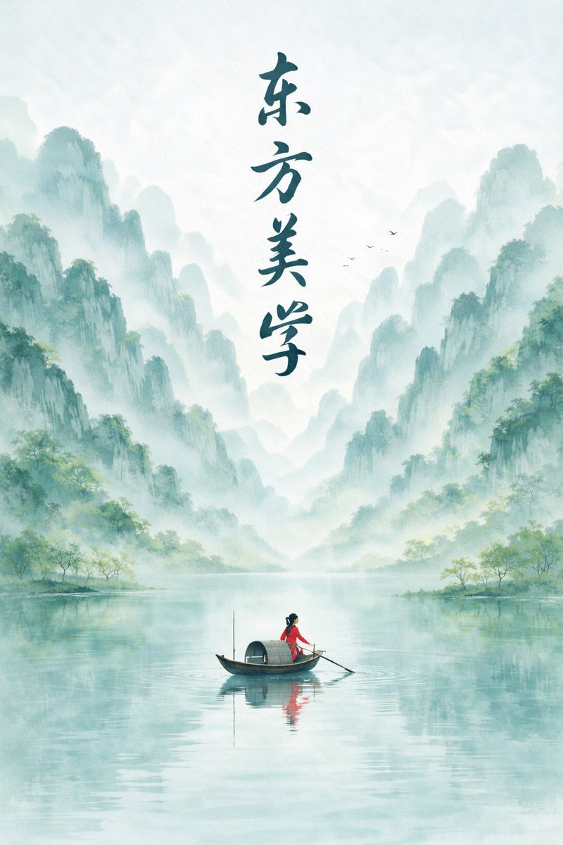 春日禅意水墨群山海报 - AI生成效果图
