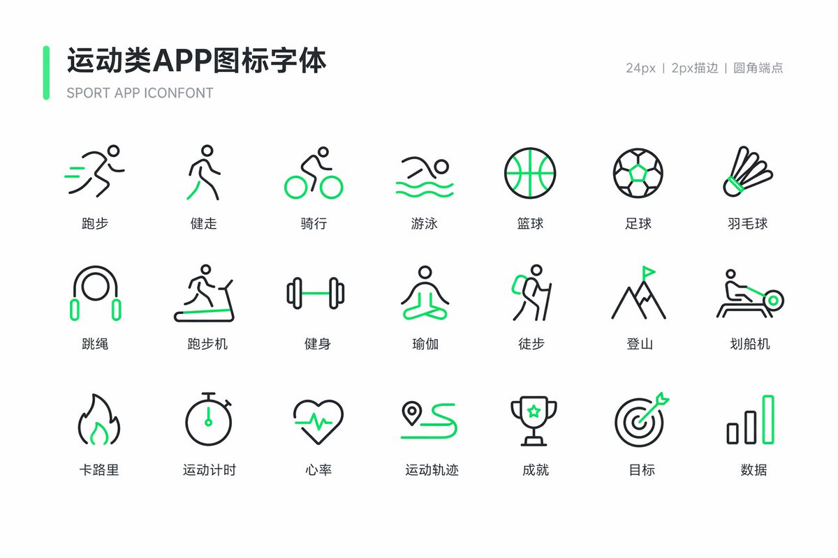 运动健身图标字体设计 - AI生成效果图