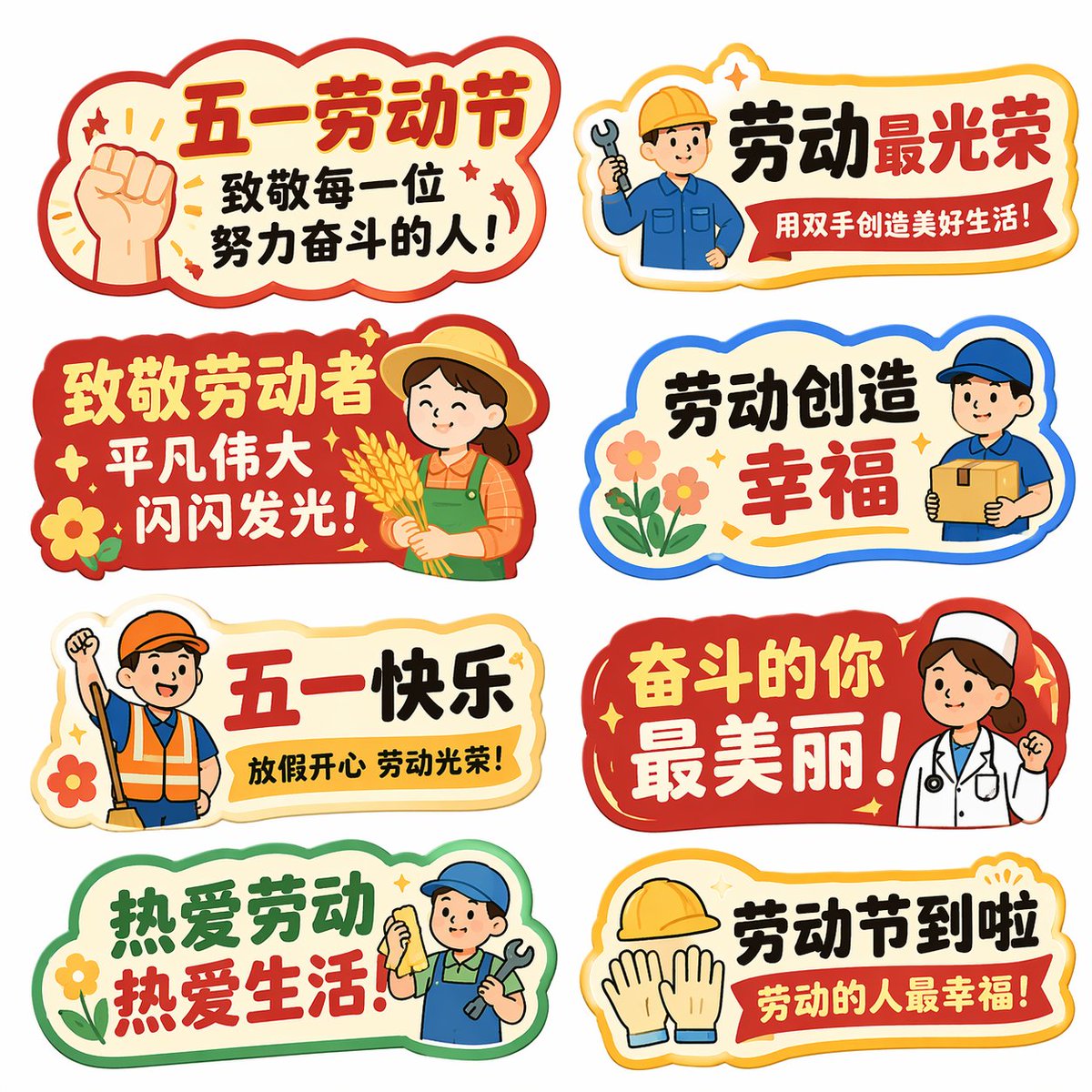 五一劳动节手举牌创意设计集 - AI生成效果图
