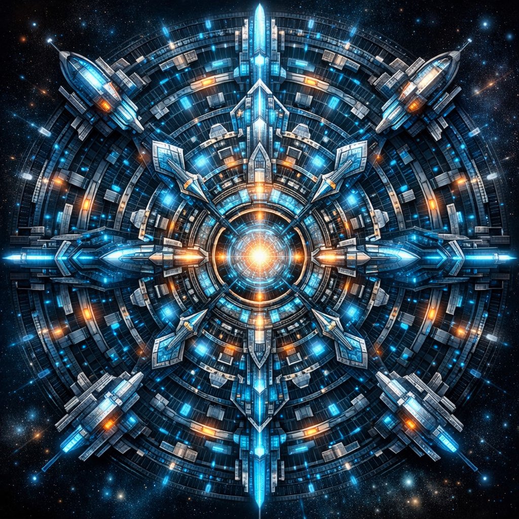 赛博朋克科幻曼荼罗 - AI生成效果图