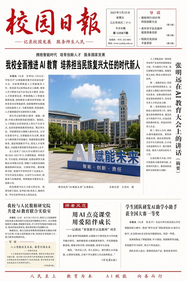 聚焦人工智能的校园日报 - AI生成效果图