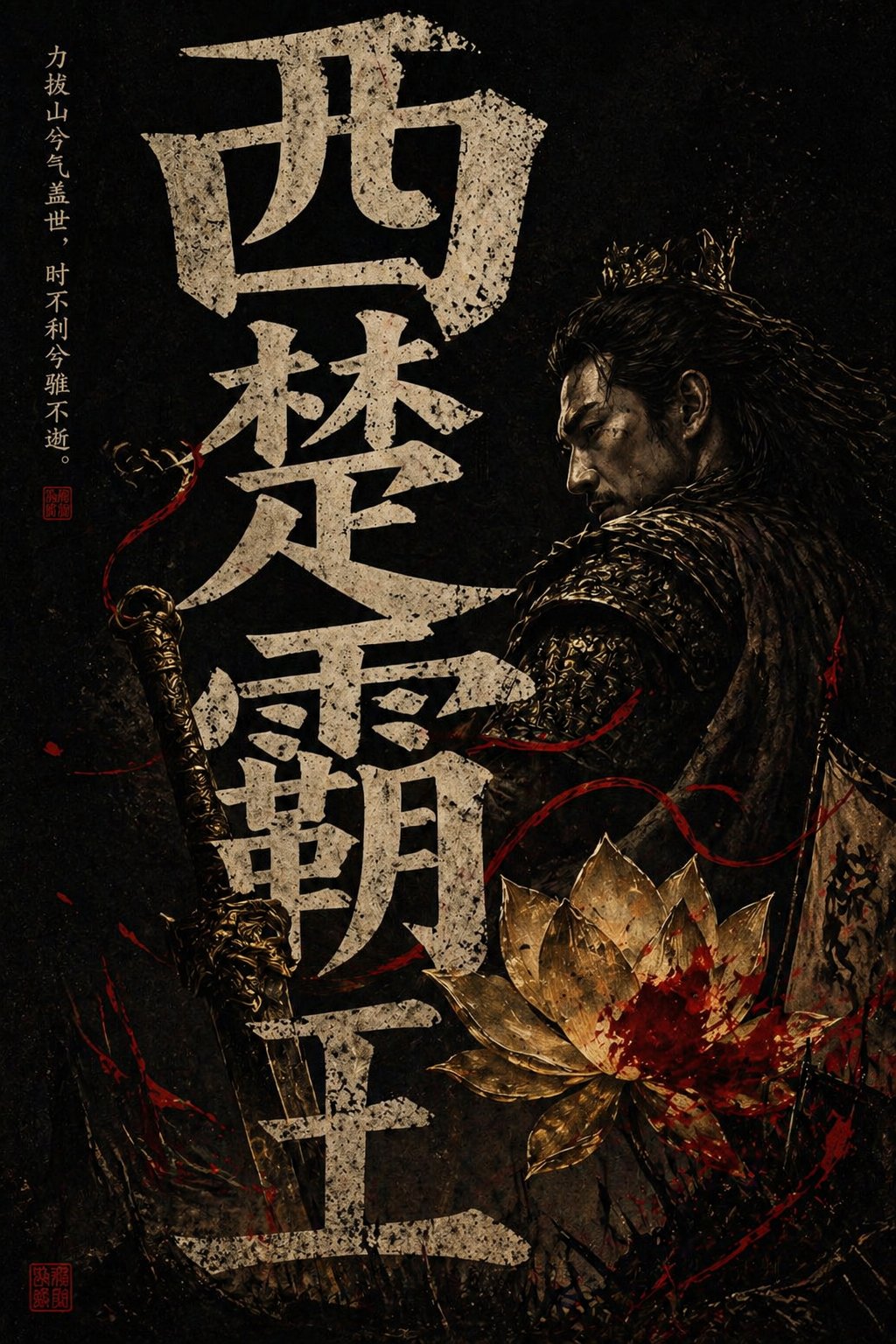 西楚霸王国风暗黑海报 - AI生成效果图