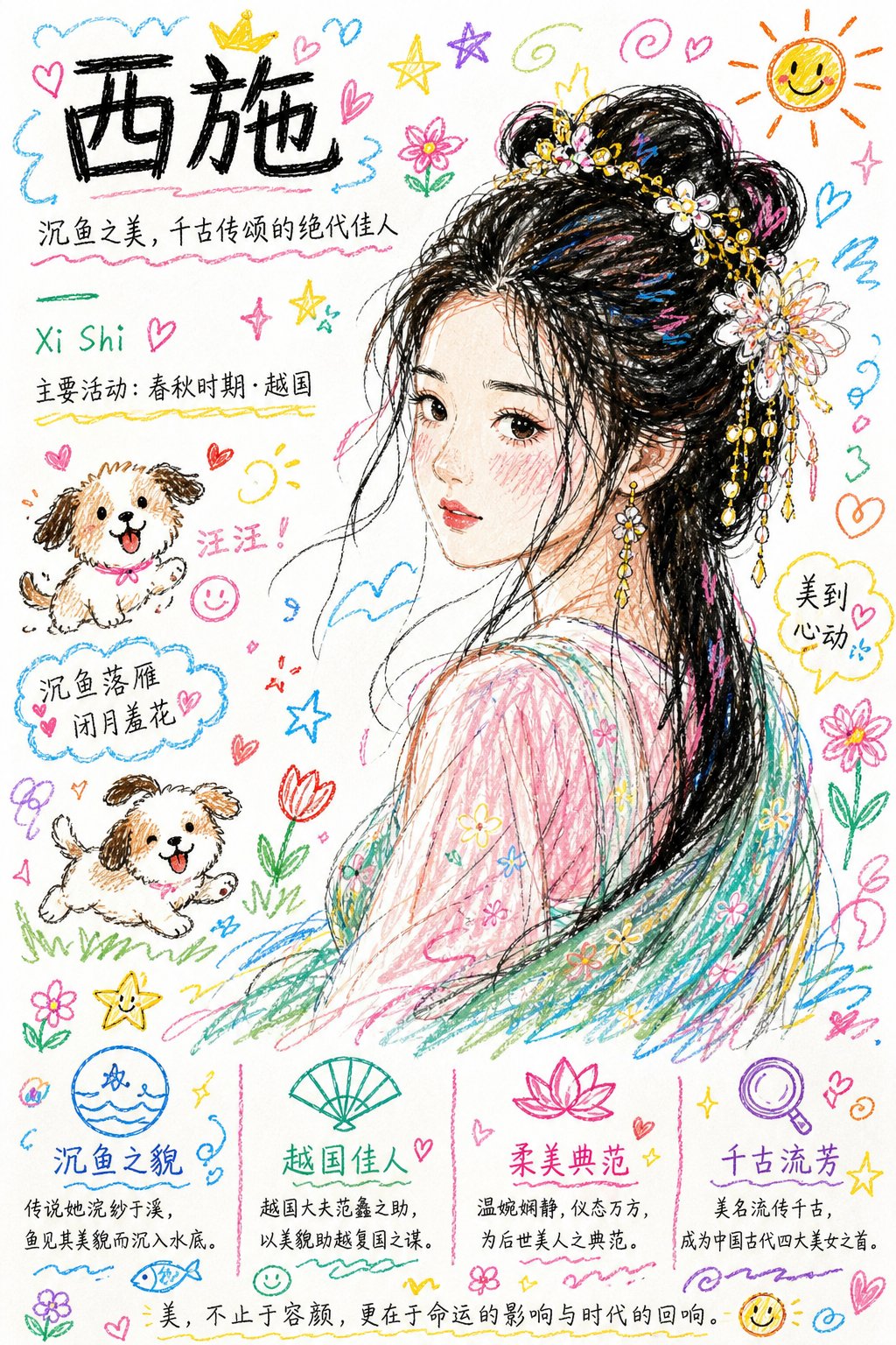 彩色潦草小狗线条风格重绘 - AI生成效果图