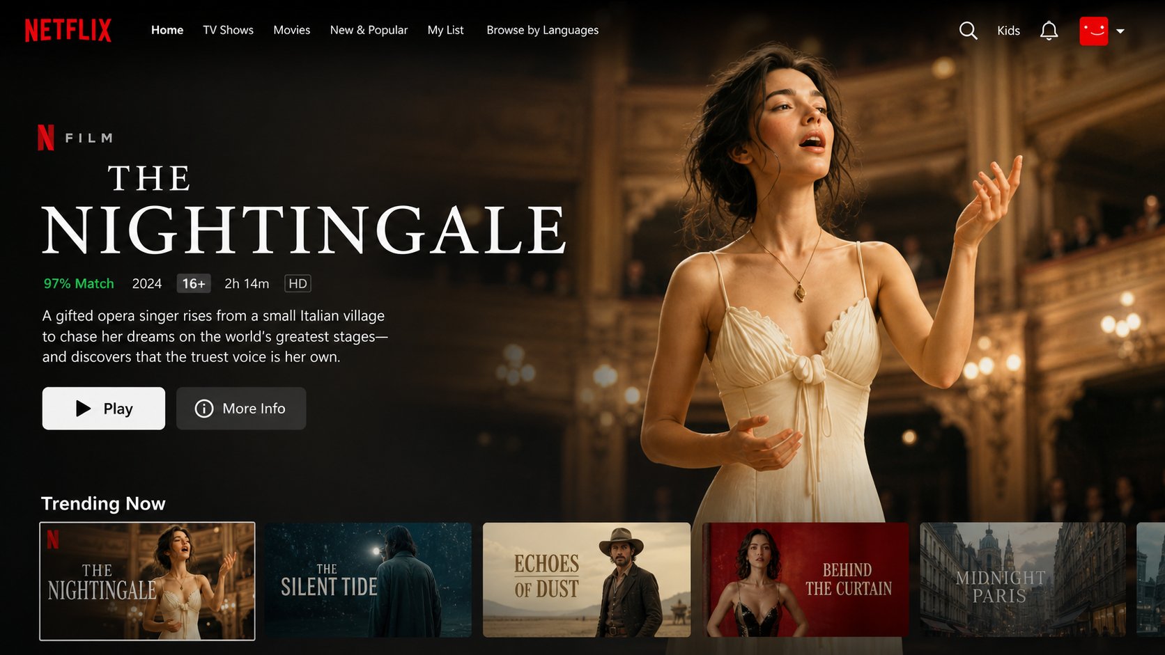 Netflix 首页主视觉 UI - AI生成效果图
