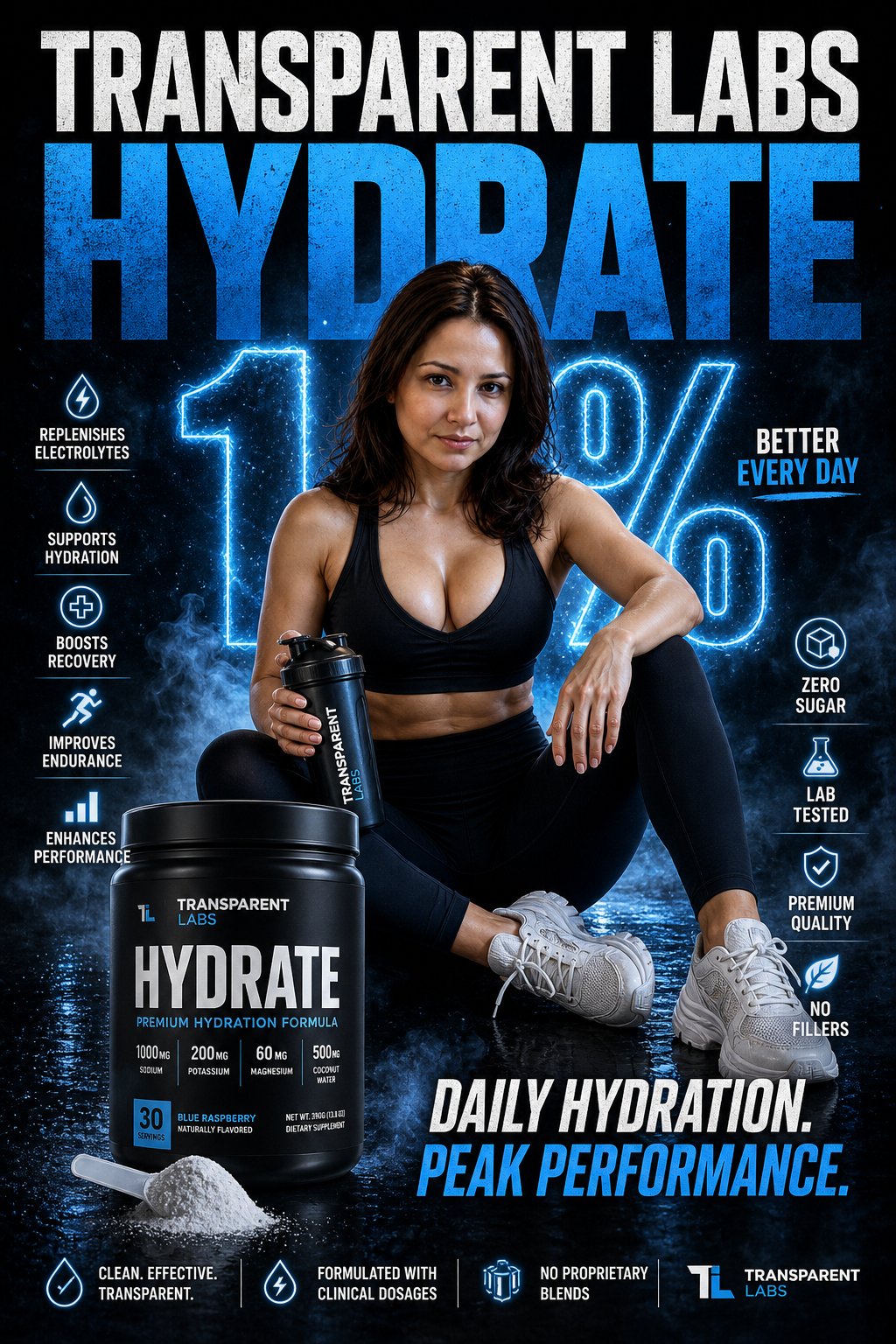 Transparent Labs Hydrate 健身补剂 Campaign - AI生成效果图