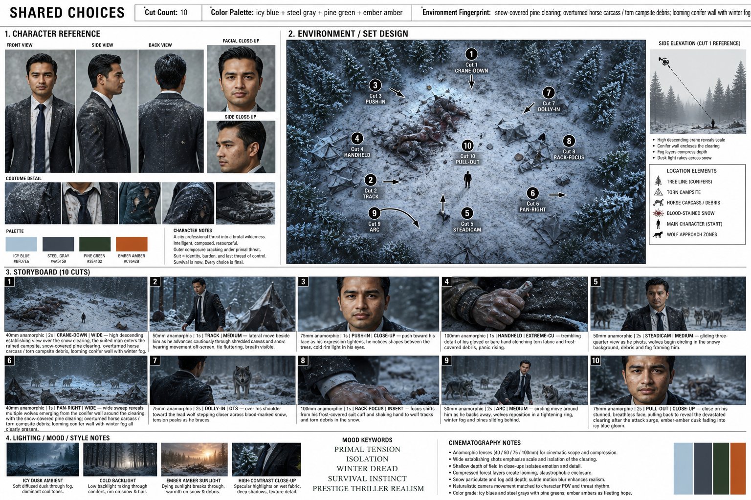 冬季生存惊悚 Storyboard - AI生成效果图