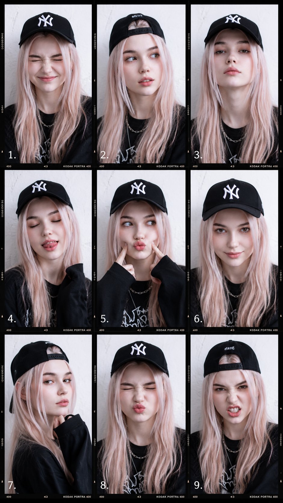 9-frame 时尚人像拼贴 - AI生成效果图