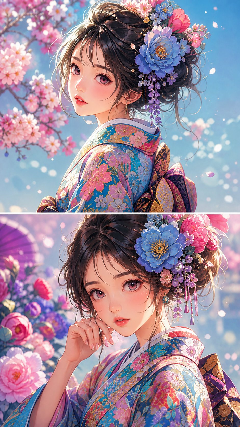 花簪和服动漫肖像 - AI生成效果图
