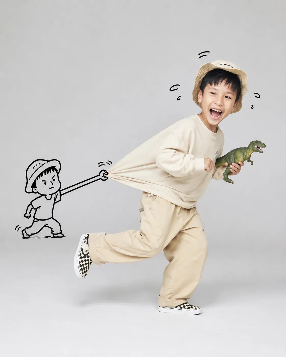 涂鸦拉衣奔跑棚拍 - AI生成效果图