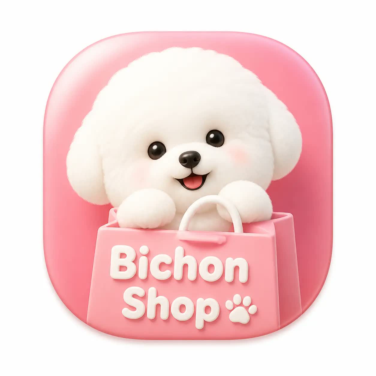 Bichon Shop 拟物 App 图标 - AI生成效果图