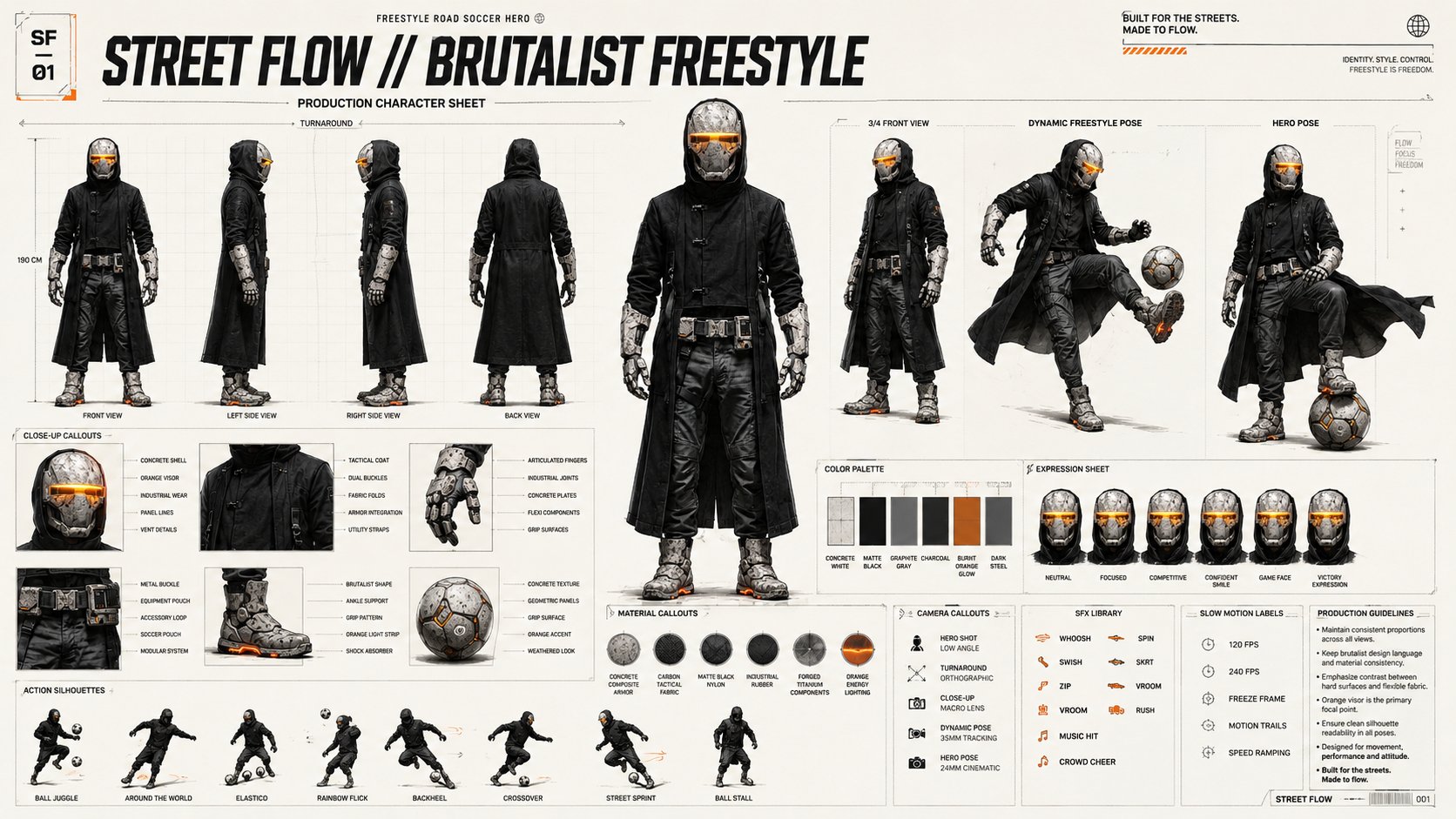Brutalist Freestyle 角色设定表 - AI生成效果图