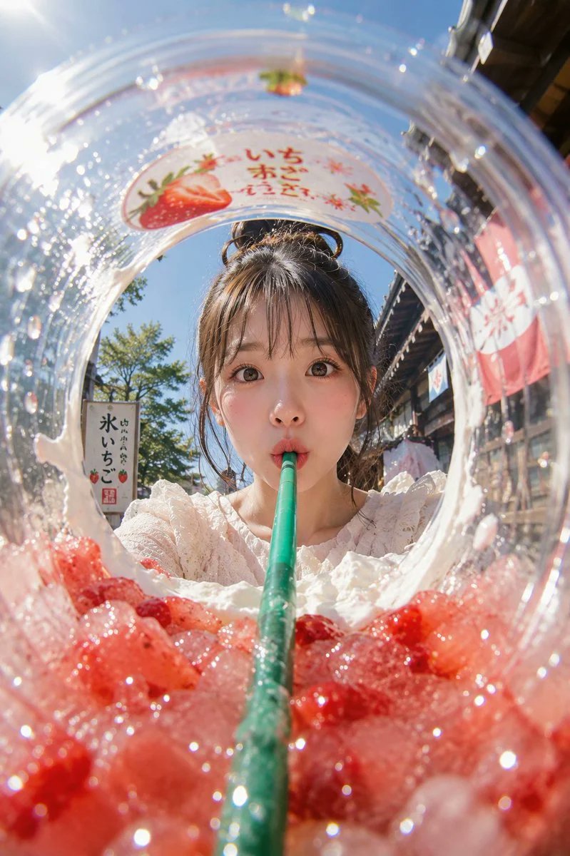 杯内鱼眼夏日冰饮广告 - AI生成效果图